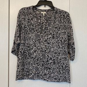Joie black and white patterned silk blouse